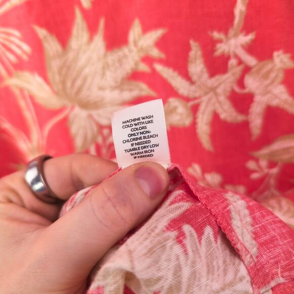 J Jill Dress Womens Large Pink Linen Travel Floral Resort Cruise Vacation Shift - Picture 13 of 13